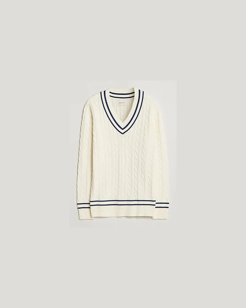 Gant Cotton Cable Cricket Sweater Cream Weiß