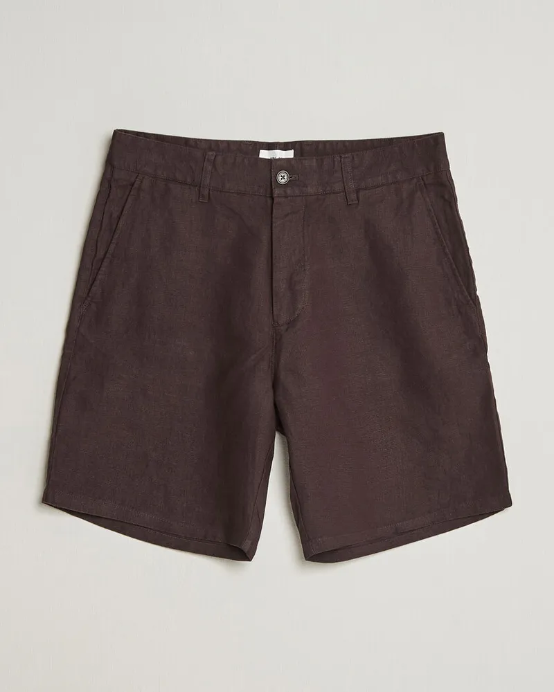 NN 07 Aden Linen Shorts Dusky Port Braun
