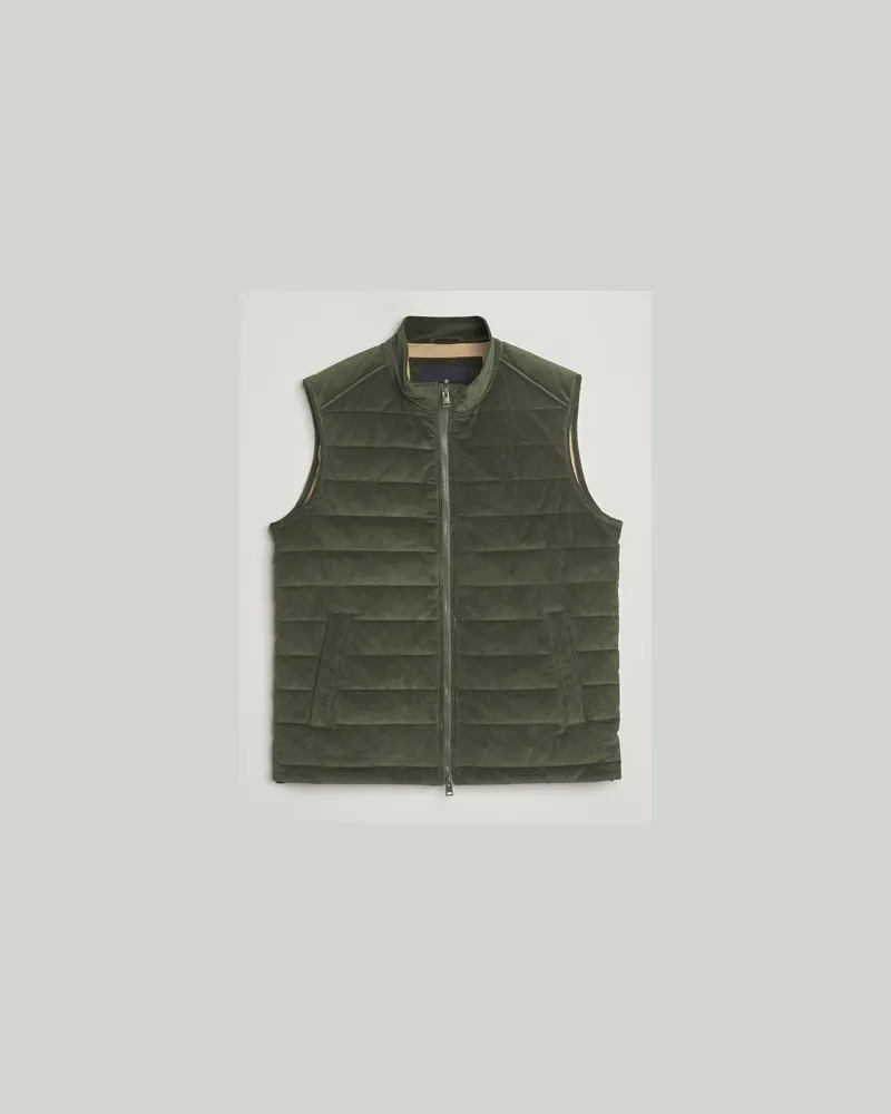 Morris Ted Quilted Cord Vest Olive Grün