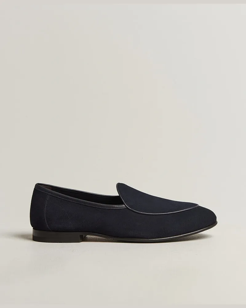 Loake 1880 Belgrave Suede Belgian Loafer Navy Blau