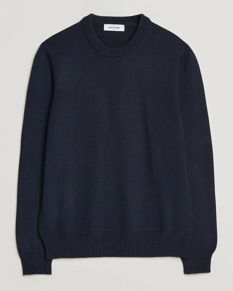 Gran Sasso Merino Knitted Crew Neck Navy Blau