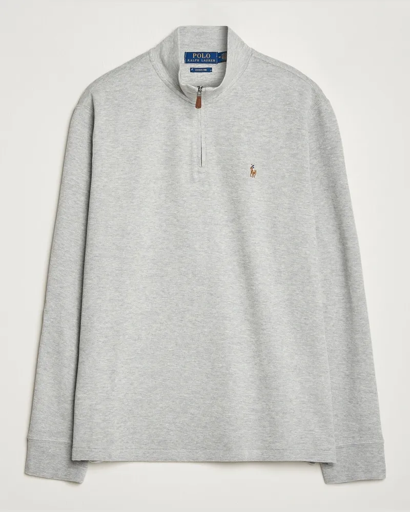 Ralph Lauren Double Knit Jaquard Half Zip Sweater Andover Heather Grau