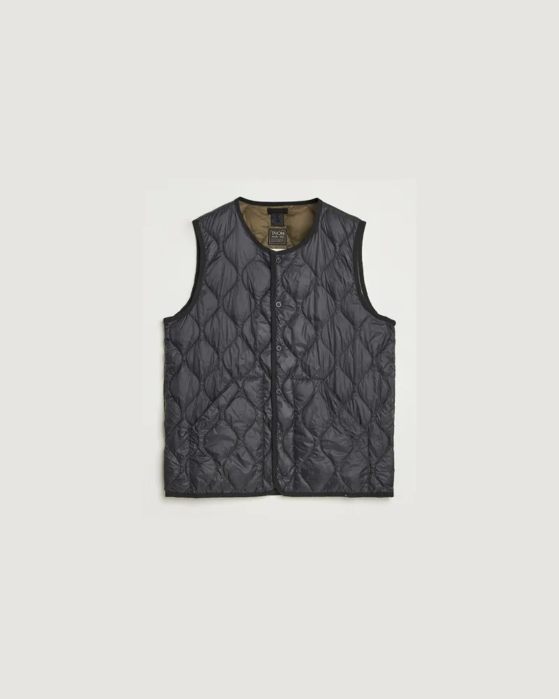 TAION Military Crew Neck Down Vest Black Schwarz