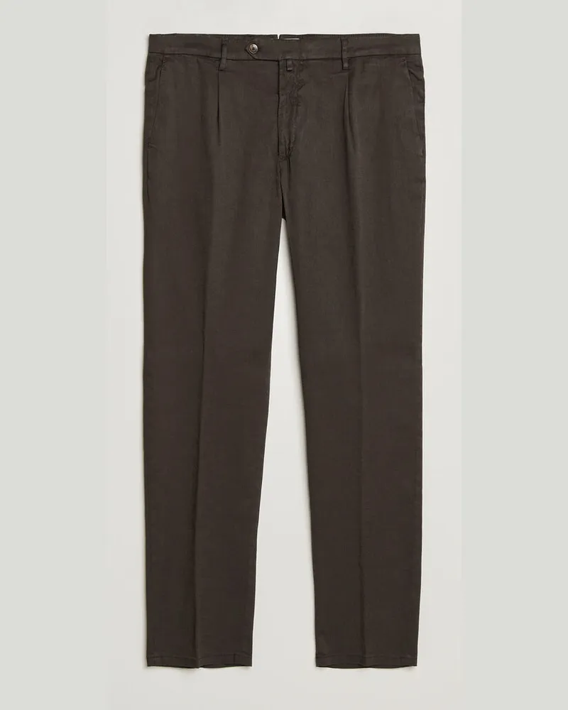 Briglia 1949 Pleated Linen Trousers Brown Braun