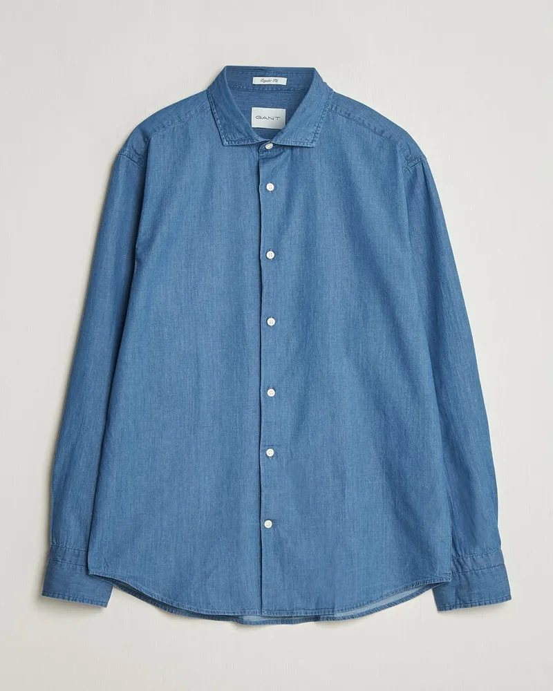 Gant Regular Fit Indigo Twill Shirt Semi Light Blue Blau