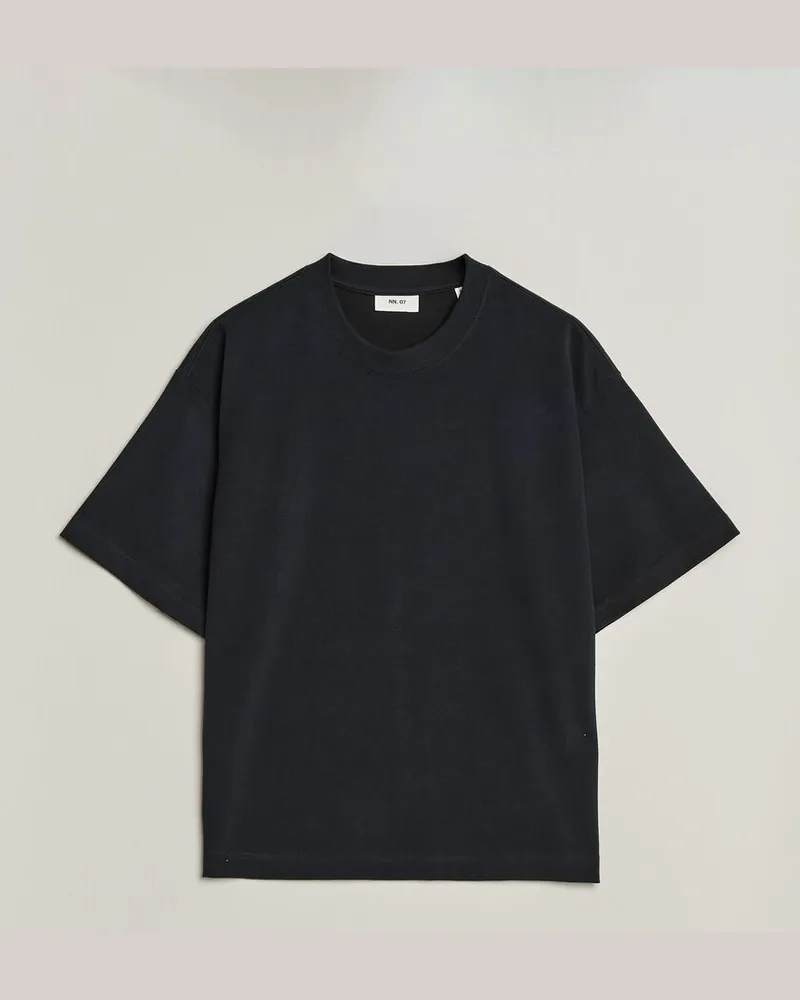 NN 07 David Heavy Crew Neck T-Shirt Black Schwarz