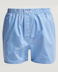 Derek Rose Classic Fit Baumwoll Boxer Shorts Blue Gingham Blau