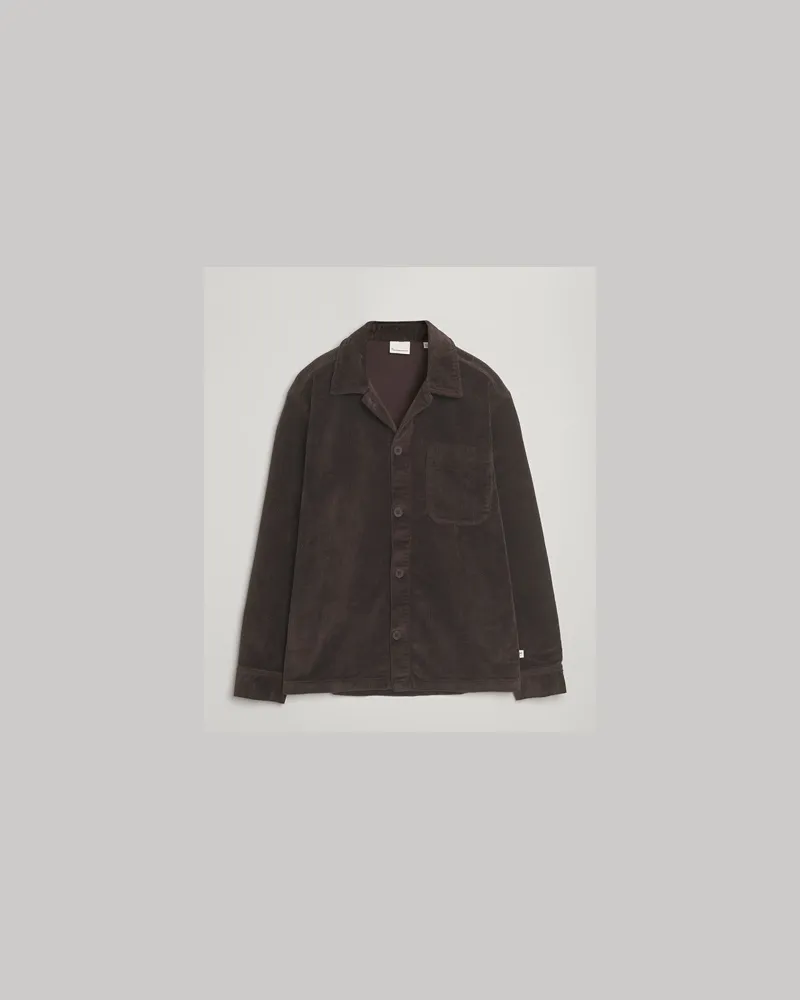 Knowledge Cotton Apparel Cotton Corduroy Overshirt Chocolate Braun