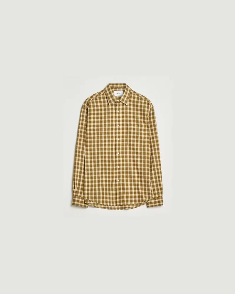 NN 07 Deon Flannel Checked Shirt Green Grün