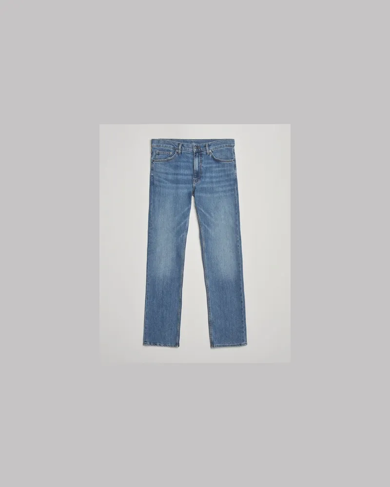 Gant Regular Fit Jeans Mid Blue Worn In Blau