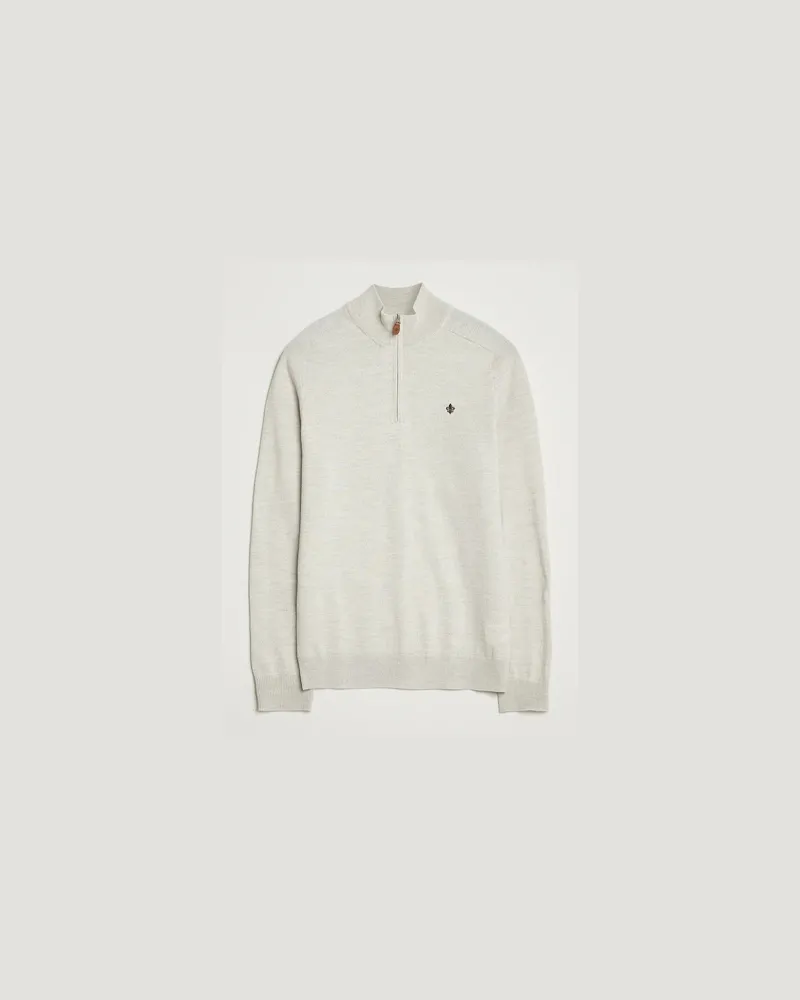 Morris John Merino Half Zip Off White Grau