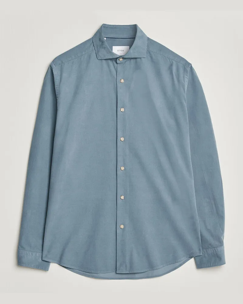 Eton Casual Fit Corduroy Shirt Blue Blau