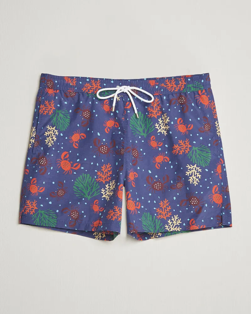 Drake's Drake Crabs Drawstring Swimshorts Blue Blau