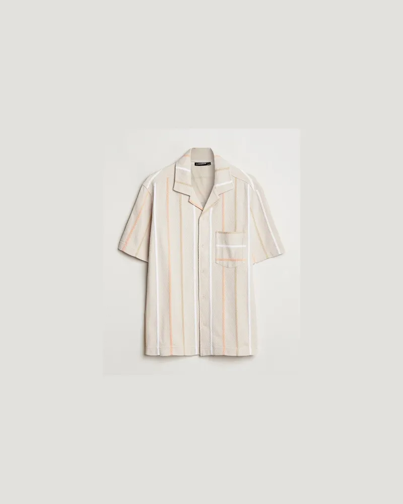 J.Lindeberg Theron Stripe Resort Shirt Moonbeam Beige