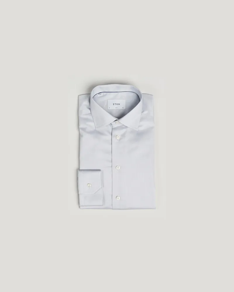 Eton Slim Fit Signature Twill Paspoal Shirt Light Grey Grau