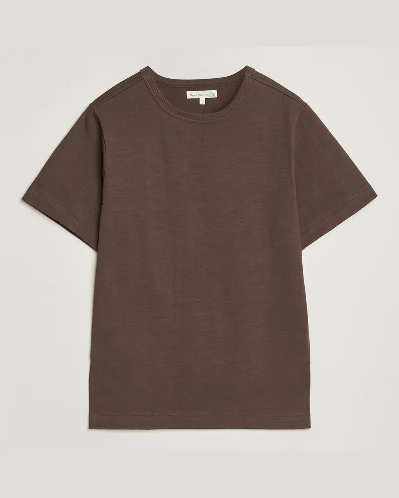 Merz b. Schwanen Relaxed Fit Loopwheeled Heavy T-Shirt Chocolate Braun