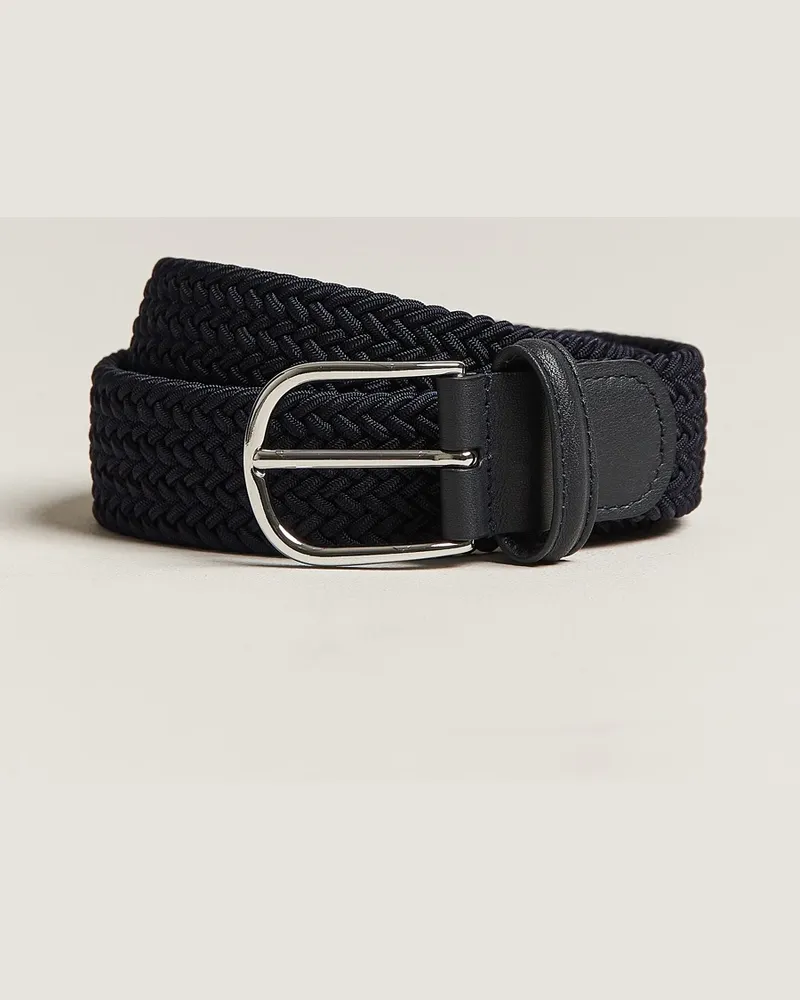 Anderson's Stretch Woven 3,5 cm Belt Navy Blau
