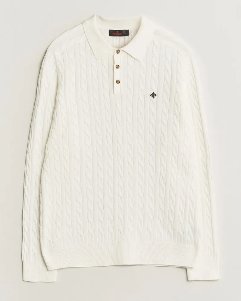 Morris Lancaster Cable Polo Off White Weiß