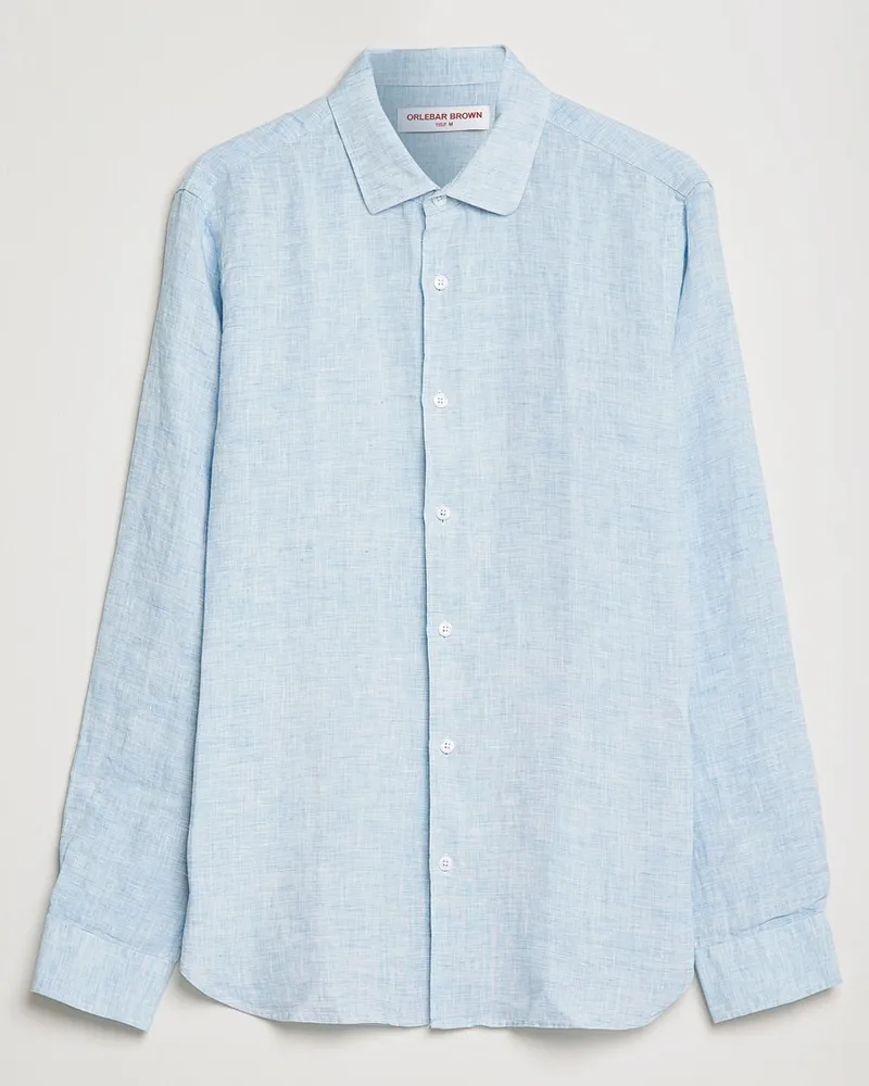 Orlebar Brown Giles Linen CLS Shirt Pale Blue/White Blau