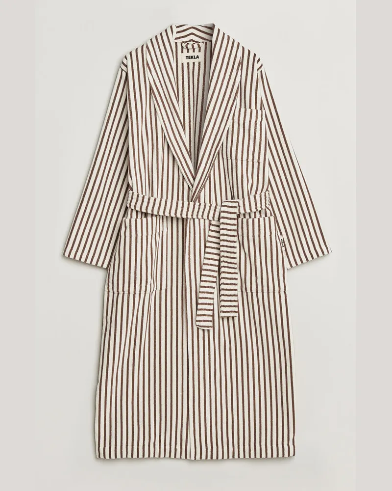 TEKLA Organic Terry Classic Bathrobe Kodiak Stripes Weiß