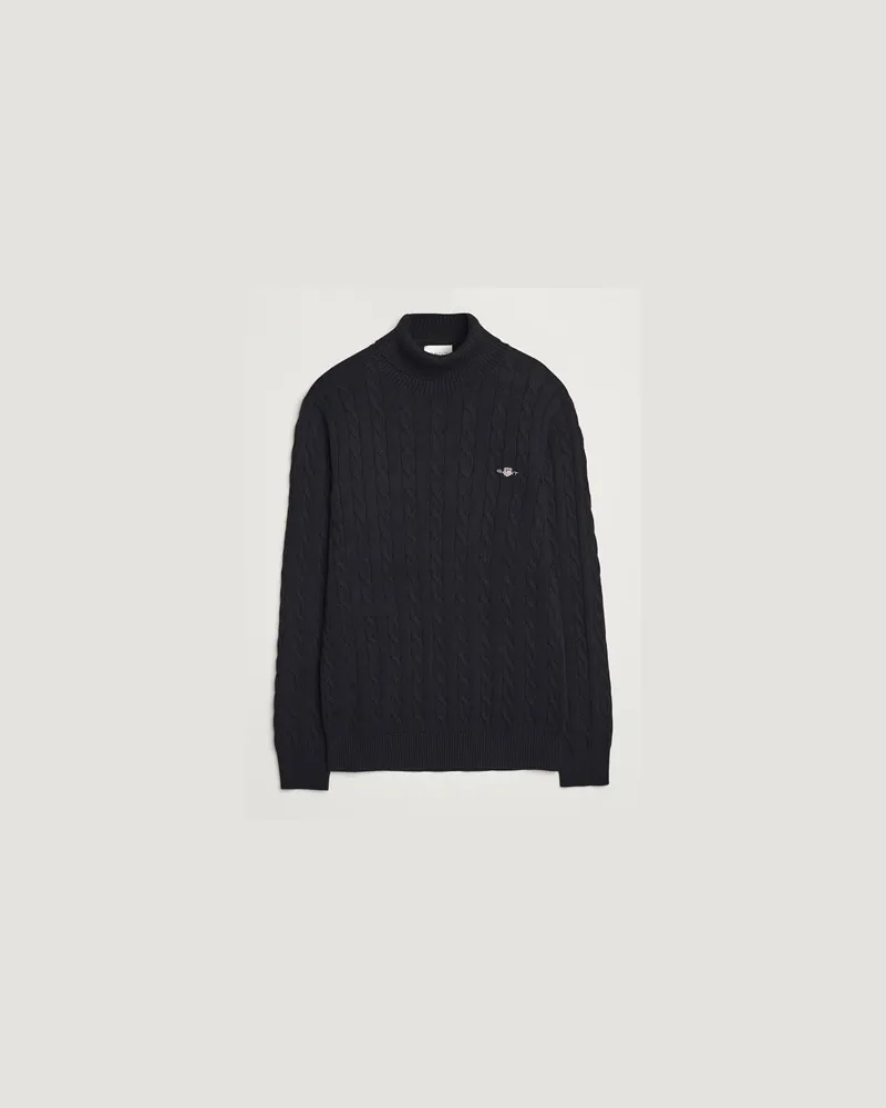 Gant Baumwoll Cable Turtle Neck Black Schwarz