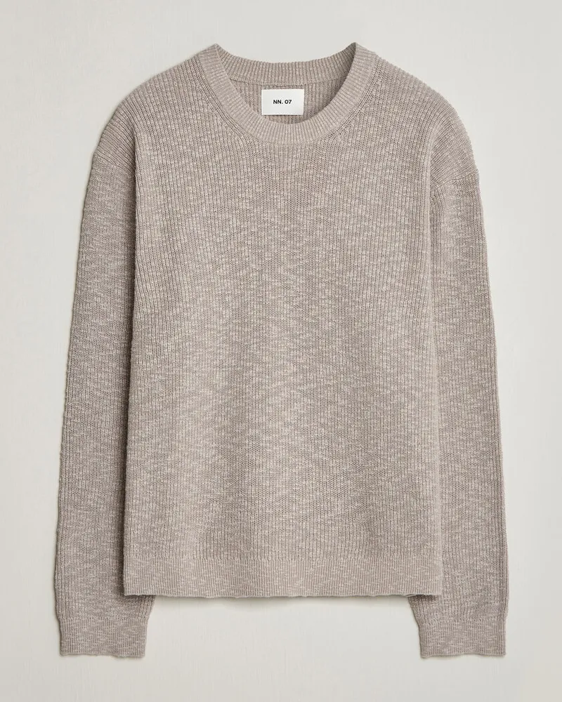 NN 07 Russell Cotton Knitted Sweater Moon Dust Grau