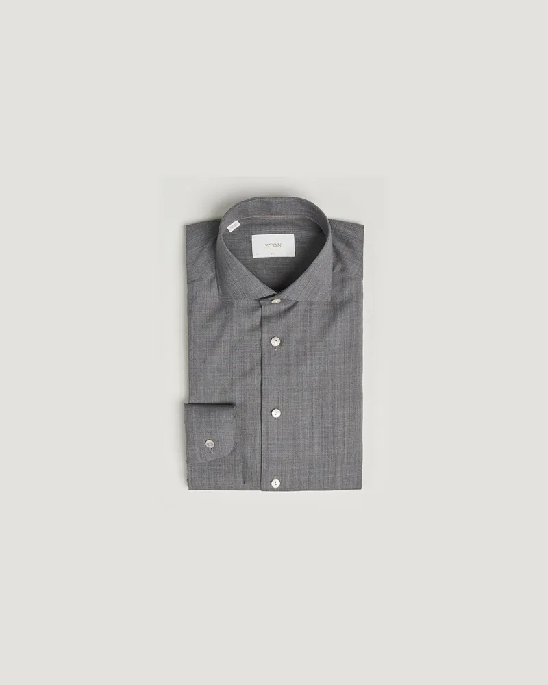 Eton Slim Fit Merino Shirt Dark Grey Grau