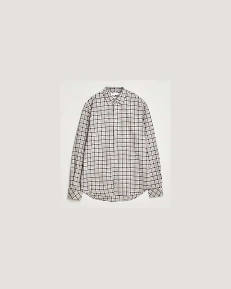Samsøe & Samsøe Liam Brushed Cotton Checked Shirt Elephant Skin Beige