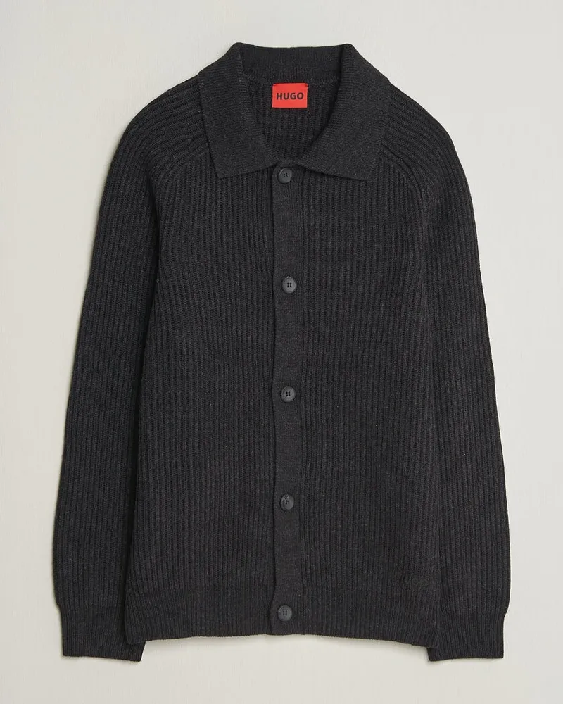HUGO BOSS Sardeep Wool Knitted Cardigan Black Schwarz