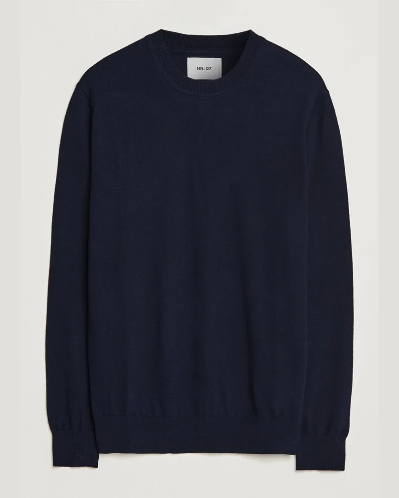 NN 07 Ted Merino Crew Neck Pullover Navy Blue Blau