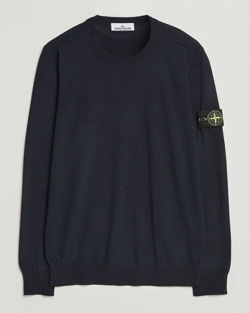 Stone Island Light Pure Wool Crew Neck Navy Blue Blau