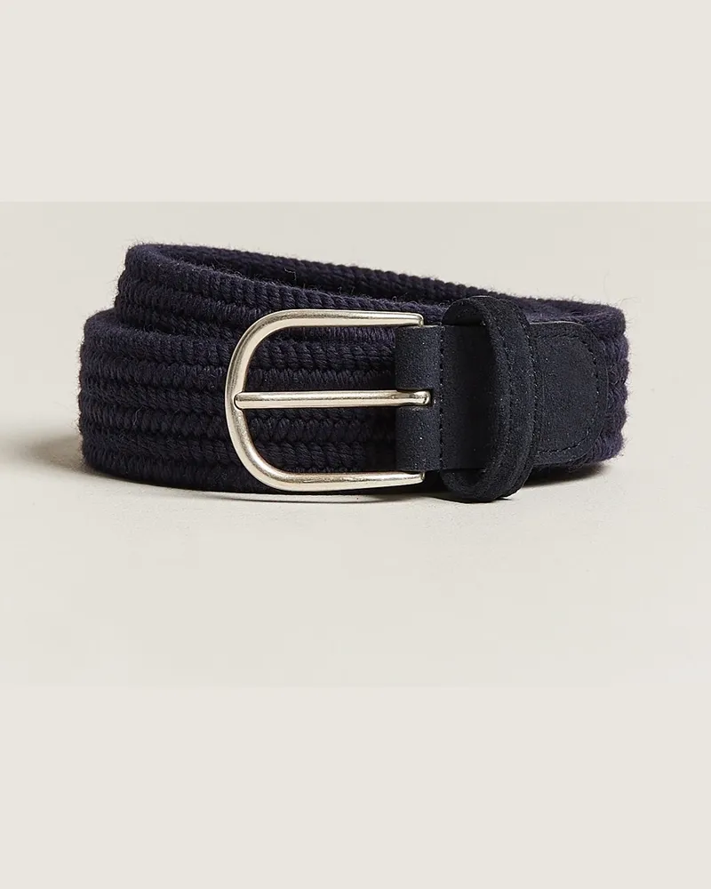 Anderson's Braided Wool Belt Navy Blau