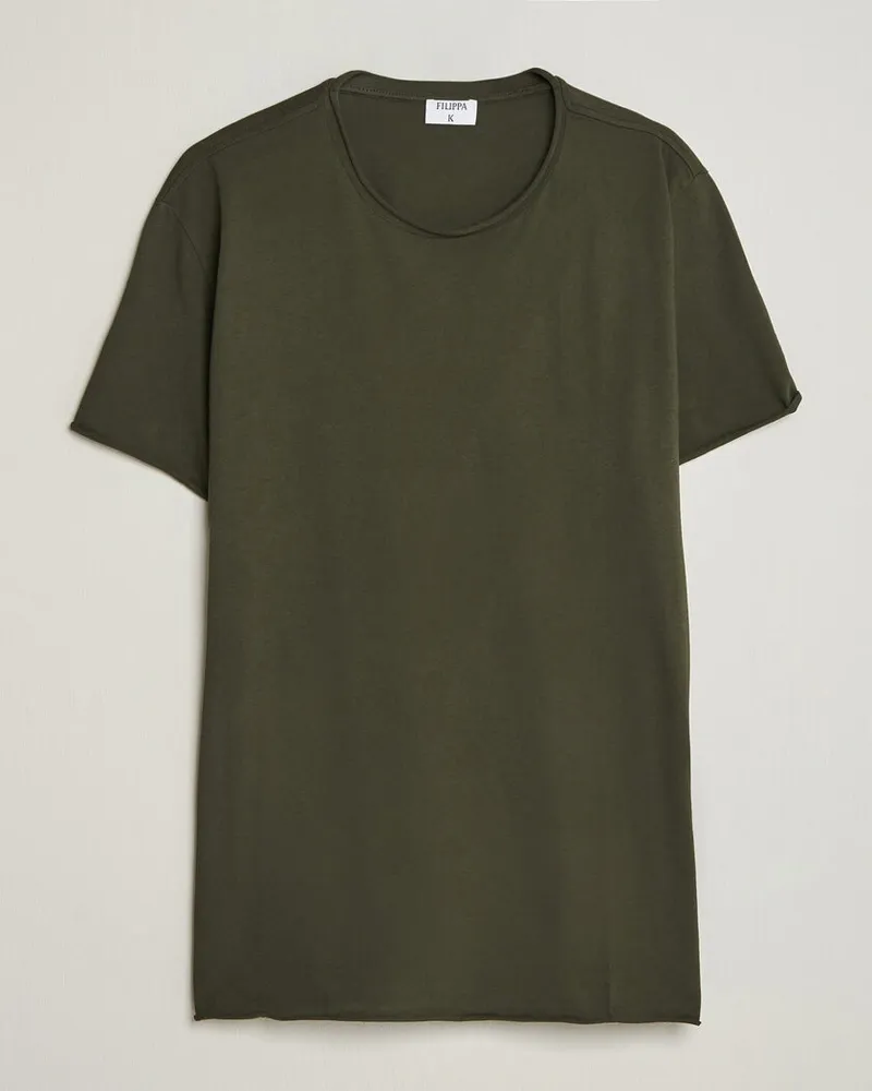 Filippa K Roll Neck Crew Neck T-Shirt Night Green Grün