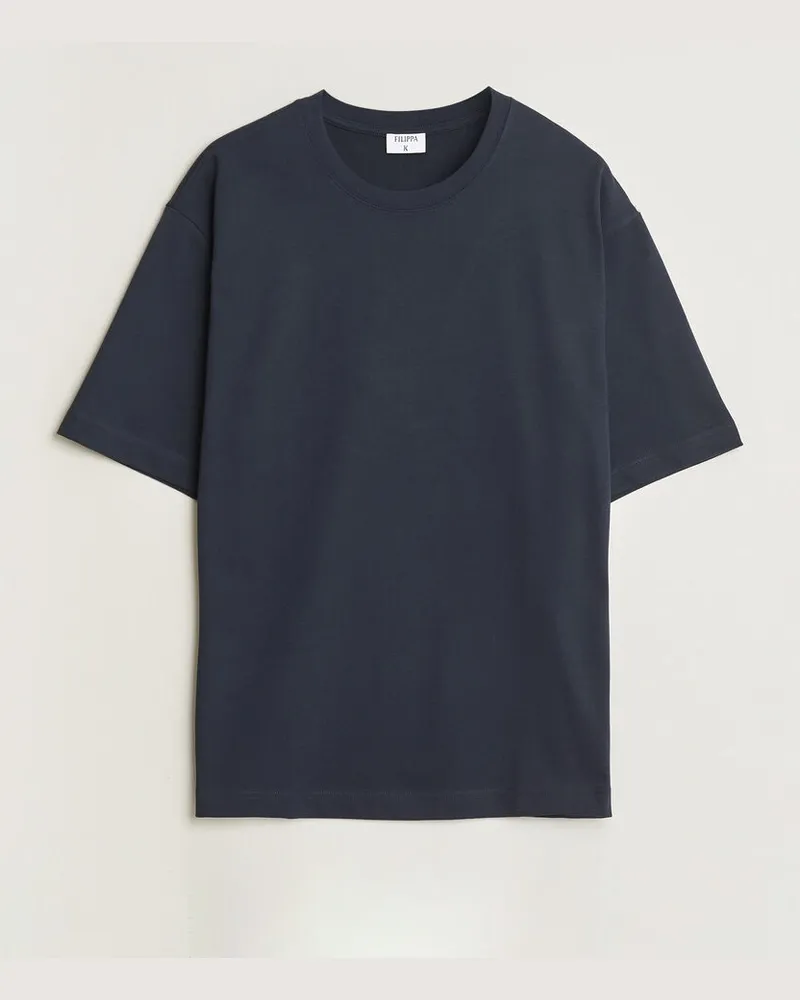 Filippa K Heavy Cotton Crew Neck T-Shirt Night Blue Blau