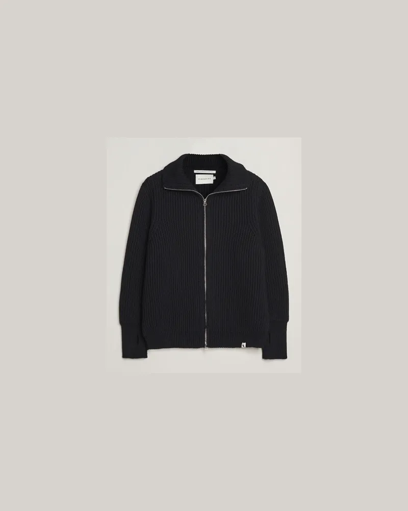 Peregrine Fisherman Merino Zip Cardigan Black Schwarz
