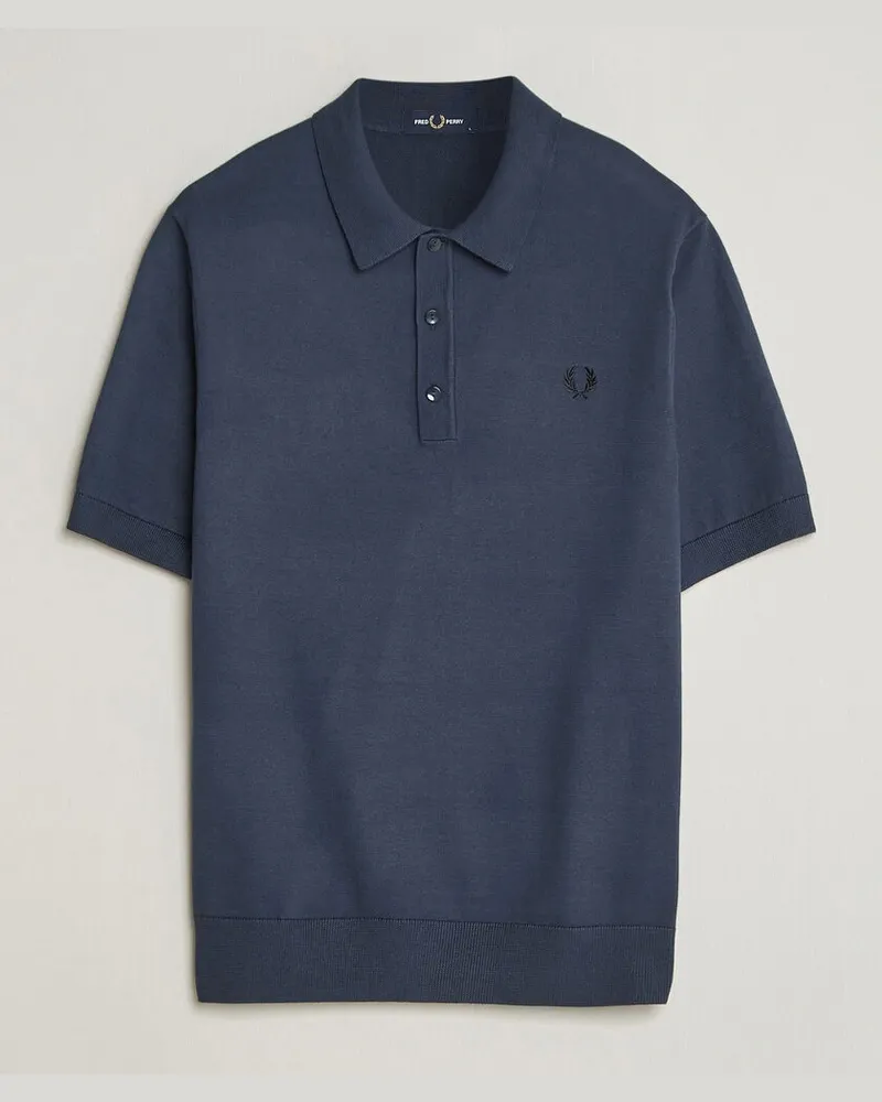 Fred Perry Cotton Knitted Polo Dark Airforce Grau