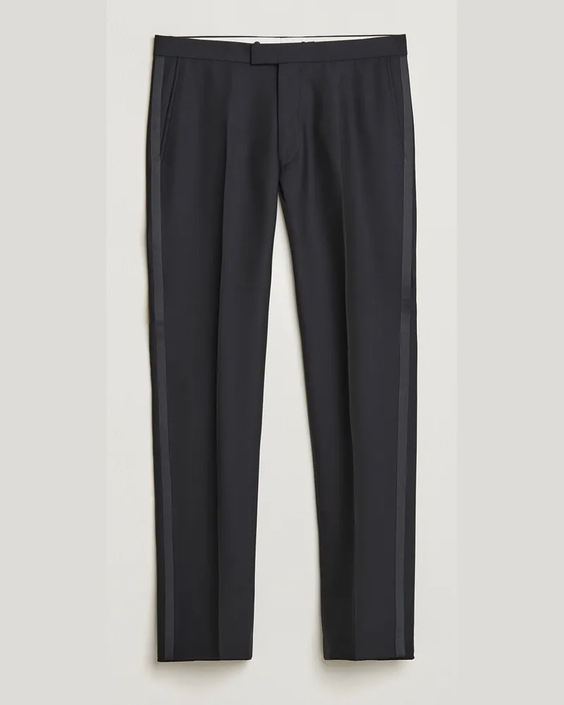 Oscar Jacobson Denz Straight Wool Tuxedo Trousers Black Schwarz