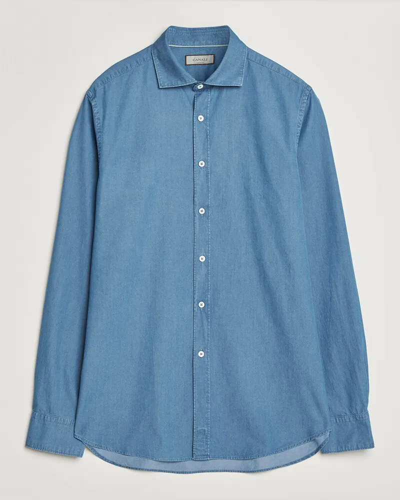 Canali Denim Shirt Stone Wash Blau