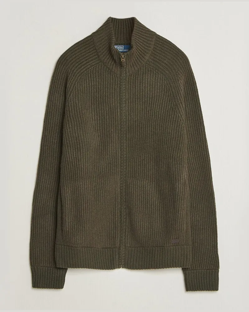 Ralph Lauren Wool/Cashmere Full-Zip Ekanite Olive Heather Grün