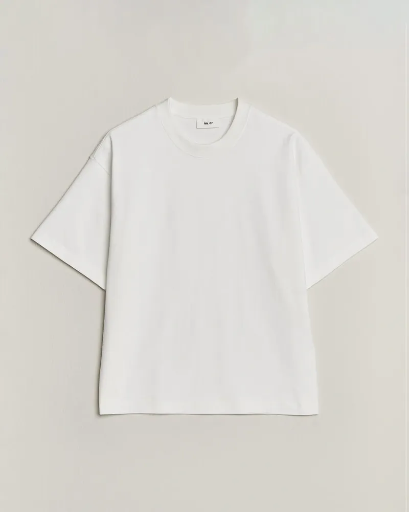 NN 07 David Heavy Crew Neck T-Shirt White Weiß