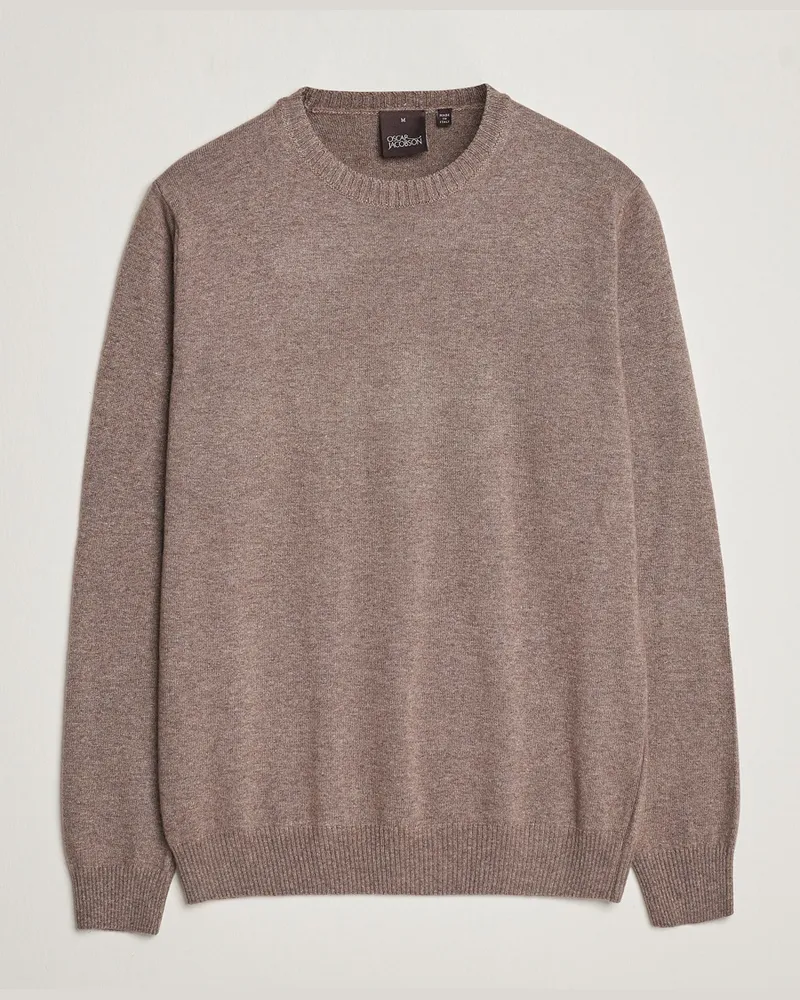 Oscar Jacobson Valter Wool/Cashmere Round Neck Light Brown Braun