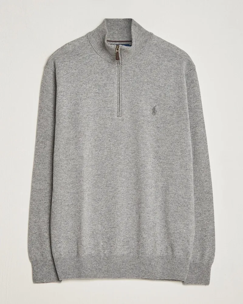 Ralph Lauren Merino Half-Zip Sweater Fawn Grey Heather Grau