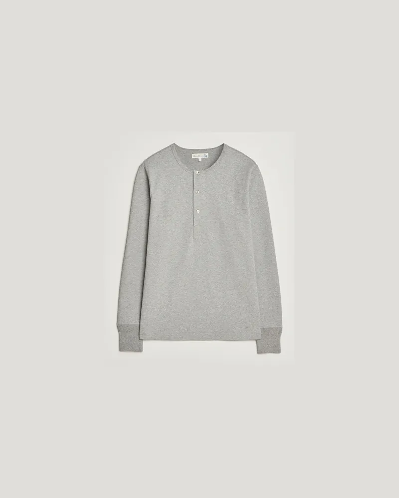 Merz b. Schwanen Classic Fit Sturdy Organic Cotton Henley Grey Melange Grau