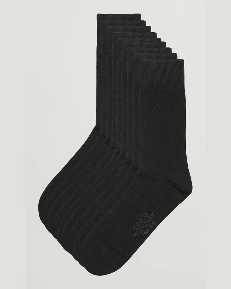 Amanda Christensen 9-Pack True Cotton Socks Black Schwarz