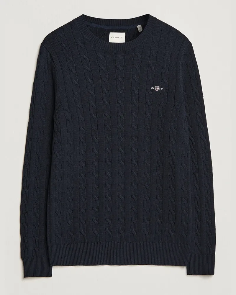 Gant Cotton Cable Crew Neck Evening Blue Blau