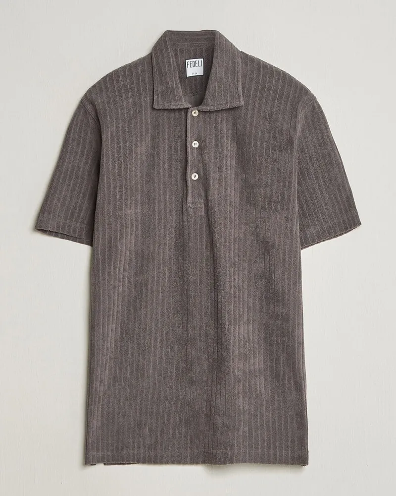 Fedeli Rib Terry Polo Taupe Braun