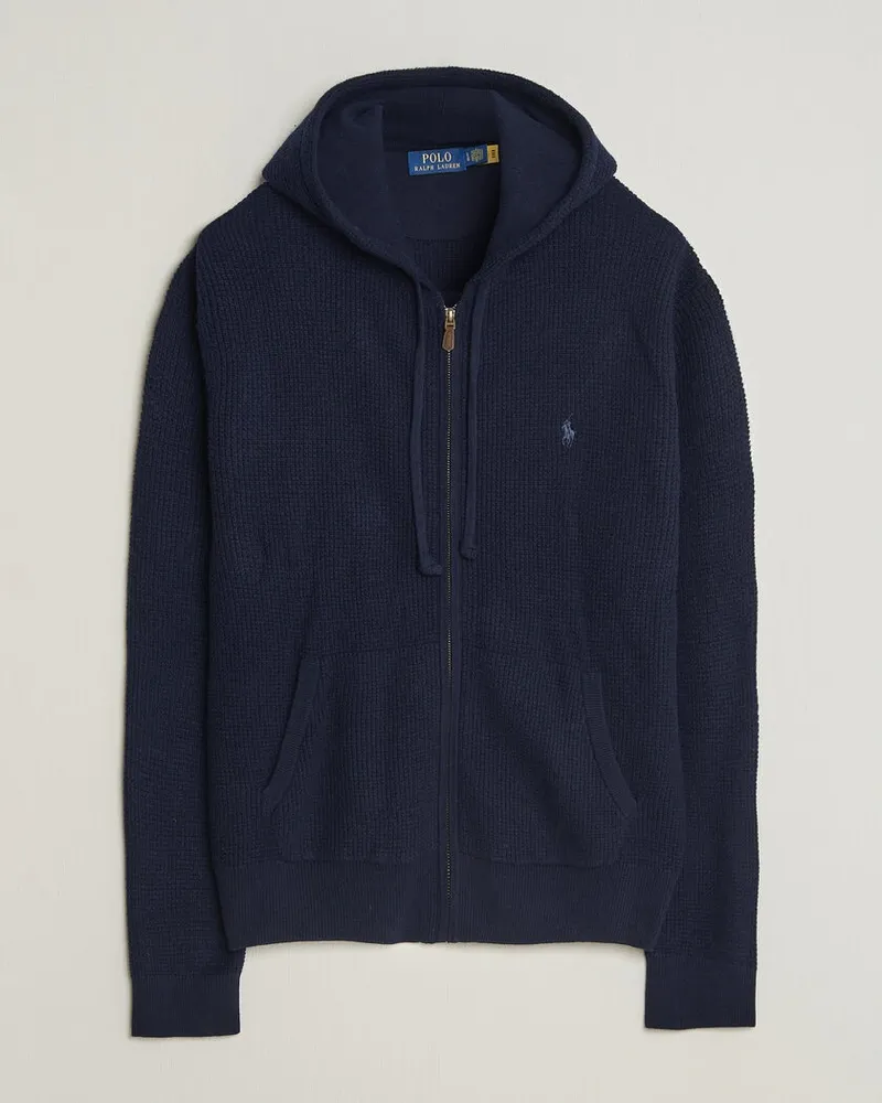 Ralph Lauren Cotton/Wool Full-Zip Hoodie Hunter Navy Blau