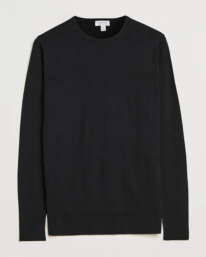 Sunspel Crew Neck Jumper Black Schwarz