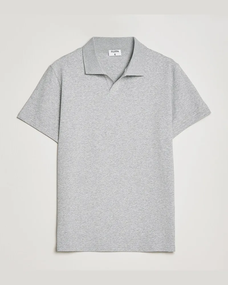 Filippa K Soft Lycra Polo Tee Light Grey Melange Grau