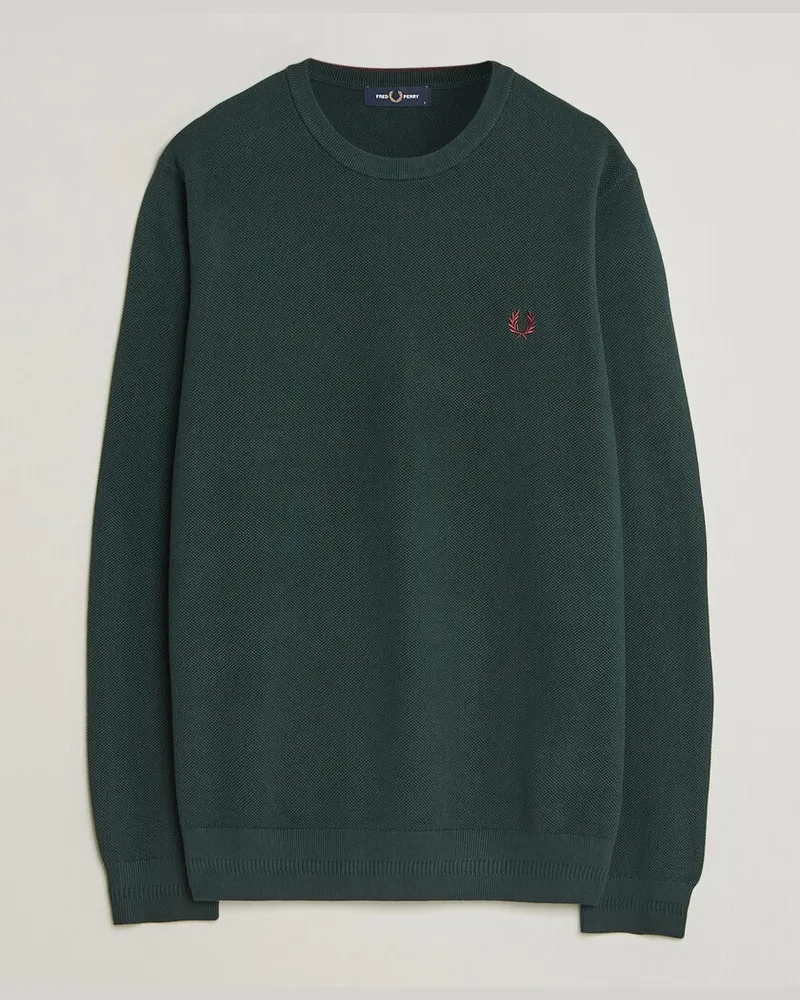 Fred Perry Piqué Stitched Sweater Grassroots Green Grün